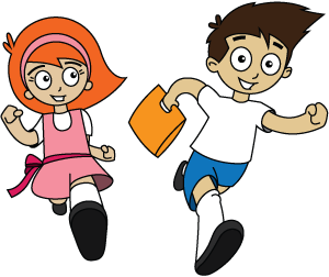 girl boy cartoon running